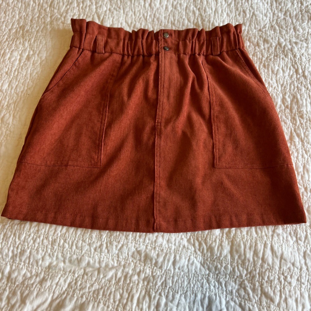 Burnt Orange Corduroy Skirt